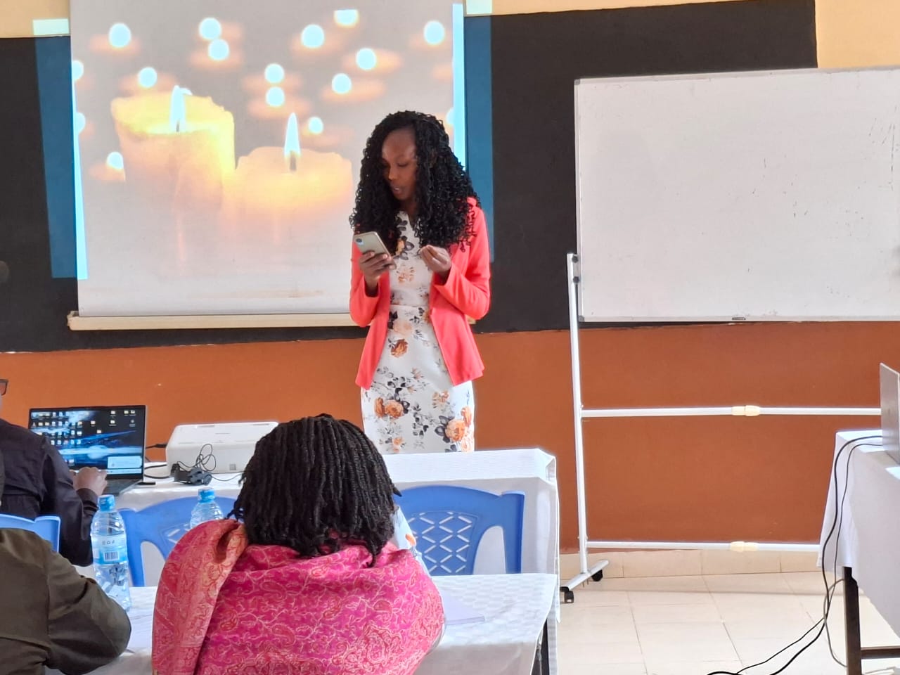 Professionals in a corporate wellness workshop.